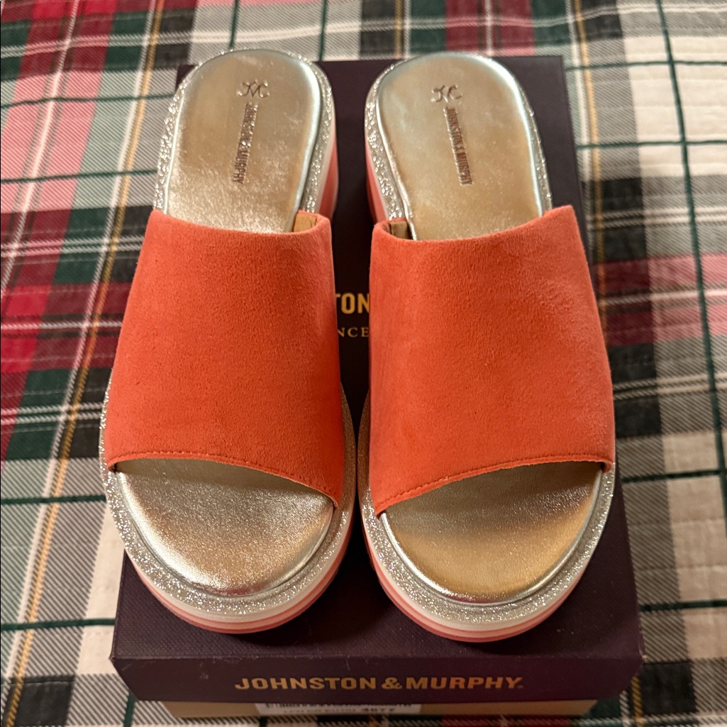 Johnston & Murphy Women's Melon And Silver Grace Slides